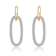 CZ Two-Tone Link Drop Earrings In 14K Gold Over Sterling Silver
