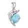 Rhodium Over Sterling Silver Polished Filigree Dolphin Larimar Pendant