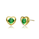 Emerald Color CZ Heart Stud Earrings In 14K Gold Over Brass