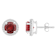 6mm Round Garnet And Created White Sapphire 10k White Gold Halo Stud Earrings