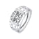 CZ Halo Adjustable Band Ring In White Rhodium Over Brass