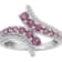 Round Pink Garnet and White Diamond Sterling Silver Ring 1.18ctw