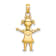 10K Yellow Gold Solid Polished Girl with Pig-Tails Charm
