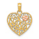 14K Two-tone Gold  Polished Nana with Flower on Heart Pendant