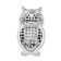 Rhodium Over Sterling Silver Black and White Cubic Zirconia Owl Slide Pendant