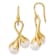 14K Yellow Gold Freshwater Cultured Pearl with Ribbon Shape Dangle Earrings