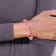 Stainless Steel Polished Lotus Pink Jade Beaded Stretch Bracelet