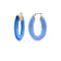 14K Yellow Gold Over Sterling Silver Flat Oval Acrylic Hoops in Blue