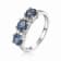London Blue Topaz and Moissanite Sterling Silver 3-Stone Ring