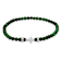 Green Agate Cross Charm Beaded Stretch Bracelet In Sterling Silver