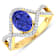 1.33ctw Violet Tanzanite and Diamond 14K Yellow Gold Halo Ring