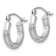 Rhodium Over 14k White Gold 3/8" Satin and Diamond-Cut Round Hoop Earrings