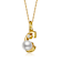 Initial C White Pearl And Pear Shape CZ Pendant Necklace In 14K Gold
Over Brass