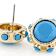 Turquoise Simulant Statement Stud Earrings In Gold Tone