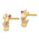 14K Yellow and Rose Gold Cubic Zirconia Children's Reindeer Post Earrings