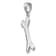 Rhodium Over 14k White Gold Solid 3D Polished Dog Bone Pendant