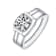 Square CZ Grooved Band Ring In White Rhodium Over Brass 1.0ctw