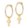 14k Yellow Gold Children's Endless Hoop with Small Cross Dangle Earrings