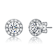 CZ Halo Stud Earrings In White Rhodium Over Brass