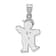 Rhodium Over 14k White Gold Satin Diamond Kid with Hat Pendant