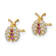 14K Yellow Gold Clear and Red Cubic Zirconia Lady Bug Post Earrings