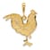 14k Yellow Gold Solid Polished and Textured Open-backed Rooster Pendant
