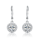 CZ Halo Drop Earrings In White Rhodium Over Brass