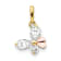 14K Two-tone Cubic Zirconia Children's Butterfly Pendant