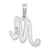 Rhodium Over 14k White Gold Polished Script Letter M Initial Pendant