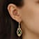 Green Teardrop Dangle Earrings In Gold Tone