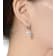 Square CZ Halo Drop Earrings In Sterling Silver