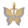 14k Two-tone Gold Textured Butterfly Pendant