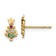 14K Yellow Gold Red and Clear Cubic Zirconia and Green Glass Christmas
Tree Post Earrings