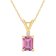 7x5mm Emerald Cut Pink Topaz with Diamond Accent 14k Yellow Gold Pendant
With Chain