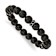 Stainless Steel Polished Black Enamel Lava Stone Beads Stretch Bracelet