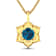 2.05ctw 14K Yellow Gold Blue London Blue Topaz and White Diamond Pendant
with 18 inch Cable Chain