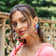14K Yellow Gold Over Sterling Silver Blue and Clear Tie Dye Acrylic Hoops