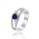 Round Blue Sapphire with White Sapphire Accents Sterling Silver
Crossover Open Design Ring, 0.65ctw
