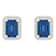 7x5mm Emerald Cut Created Sapphire And Created White Sapphire 10k Yellow
Gold Stud Earrings