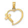 14K Yellow Gold Enamel Cross and Heart Charm Pendant