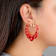 Red Heart Bamboo Hoop Earrings