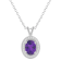 8x6mm Oval Amethyst 1/8 ctw Diamond Rhodium Over Sterling Silver Halo
Pendant with Chain