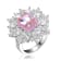 Morganite Cubic Zirconia, Rhodium Plated over Sterling Silver Halo Ring