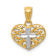14K Two-tone Gold Textured Diamond-Cut Cross in Heart Pendant