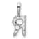 Rhodium Over 14K White Gold Lab Grown Diamond Letter R Initial Pendant