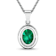Green Zambian Emerald and White Diamond 14K White Gold Pendant with 18
inch Cable Chain 1.65ctw