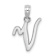 Rhodium Over 14k White Gold Polished Script Letter V Initial Pendant