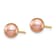 14k Yellow Gold 6.28mm Pink Round Freshwater Cultured Pearl Stud Earrings