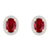 7x5mm Oval Created Ruby And Created White Sapphire 10k Yellow Gold Halo
Stud Earrings