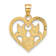 10K Yellow Gold Textured Doves In Heart Charm